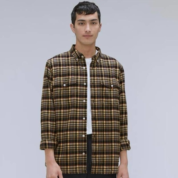 Everlane Men's The Brushed Flannel Shirt Black/Beech Size: M - Picture 1 of 5